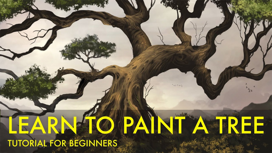 Learn To Paint A Tree Landscape (Tutorial For Beginners / Digital Painting  Tutorial Photoshop )