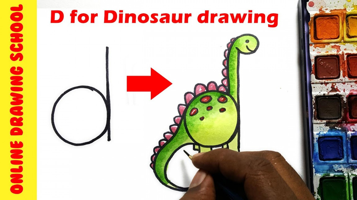 letters D into Dinosaur drawing-How to Draw Anything from letters simple  and easy