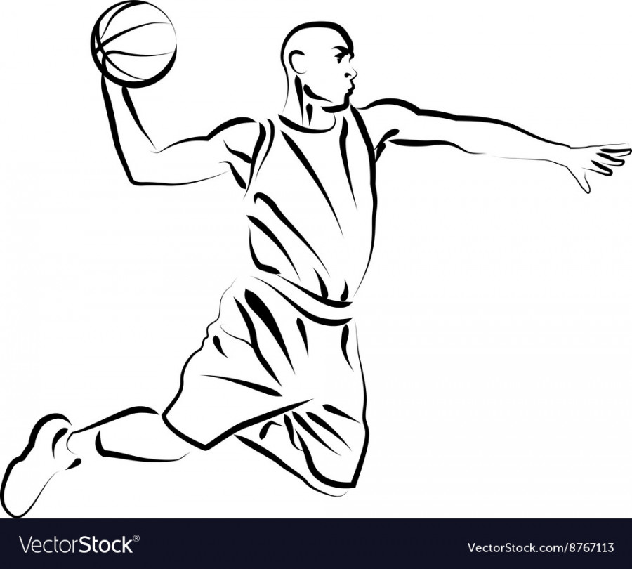 Line sketch basketball player Royalty Free Vector Image