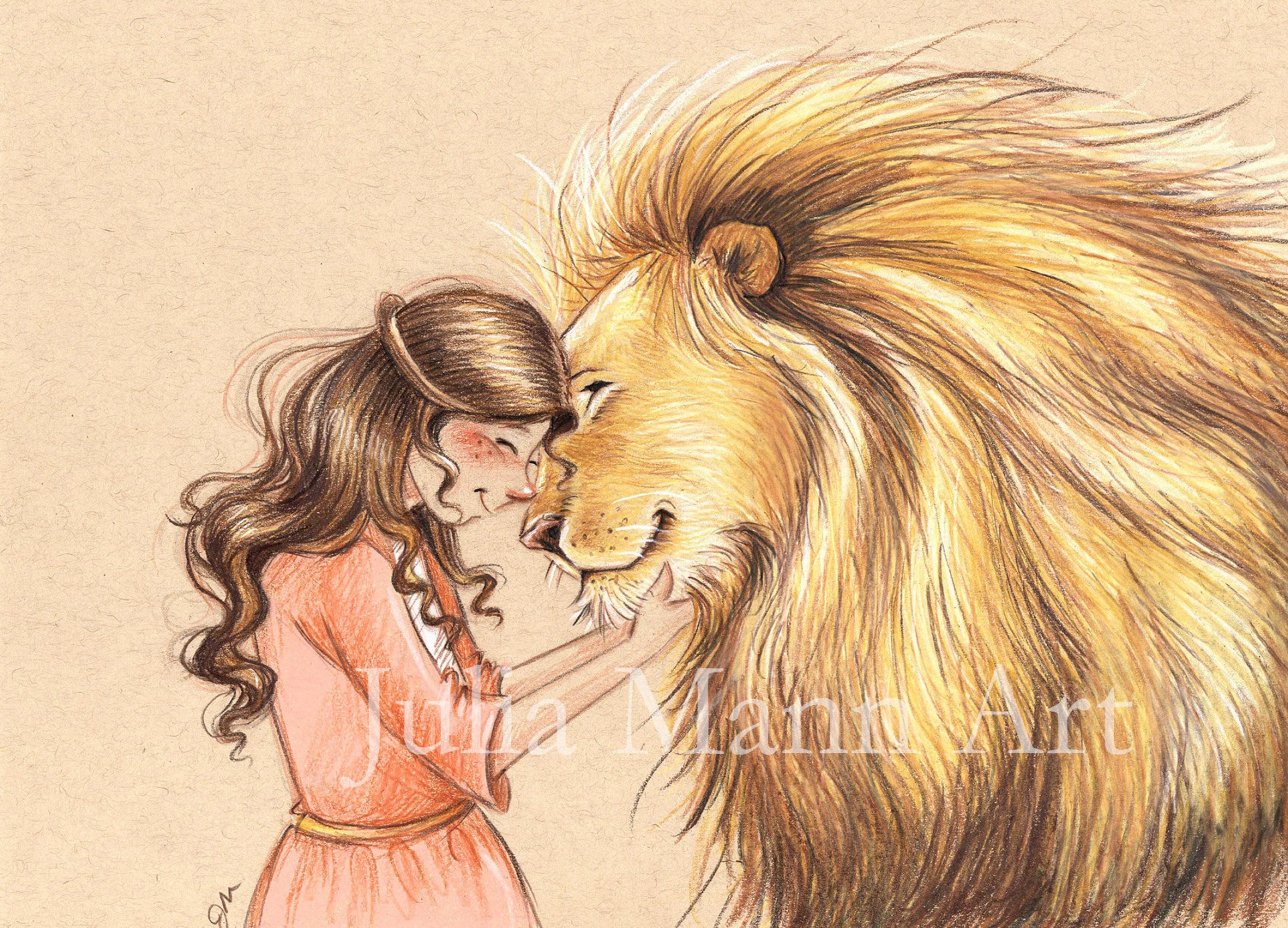 Lion and Older Girl - Etsy