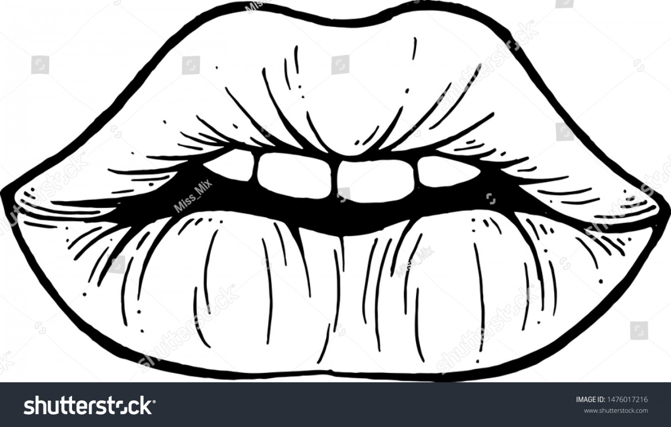 Lips Ink Drawing Vector Illustration Stock Vector (Royalty Free