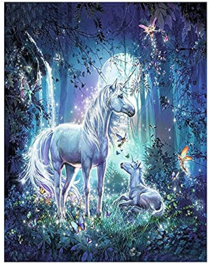 LIUJUNH Unicorn Oil Painting by Numbers on Canvas with Frame Picture Paint  for Drawing Painting Sets for Adults Home Decoration Wall Art WW  x