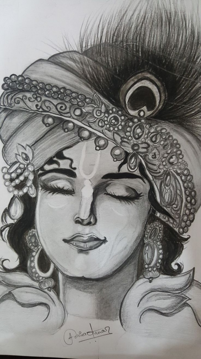 Lord Krishna  Boho art drawings, Pencil drawing images, Abstract