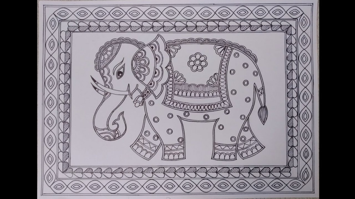 Madhubani Painting (part -)/Elephant 🐘 Madhubani Painting Step By Step/  Mithila Painting/ Folk Art