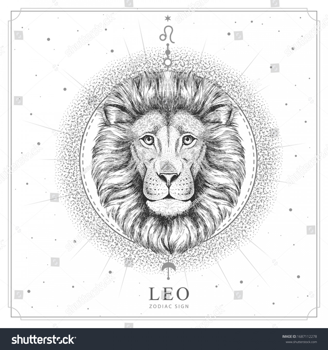 Modern Magic Witchcraft Card Astrology Leo Stock Vector (Royalty