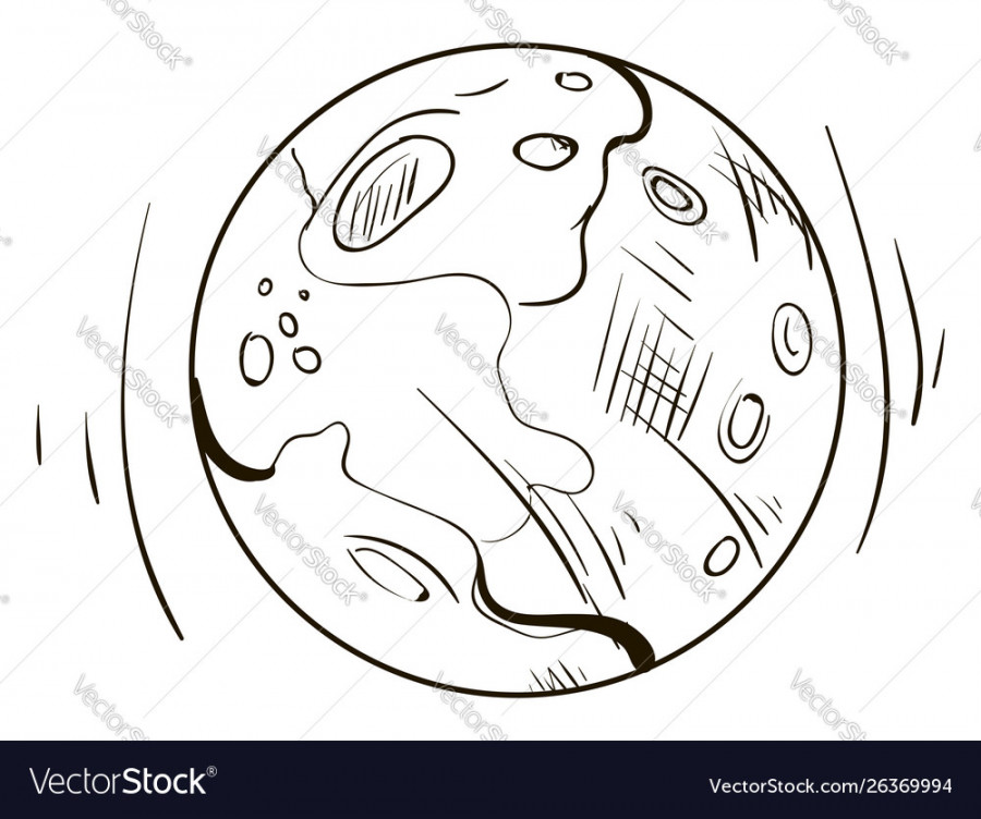 Moon drawing on white background Royalty Free Vector Image