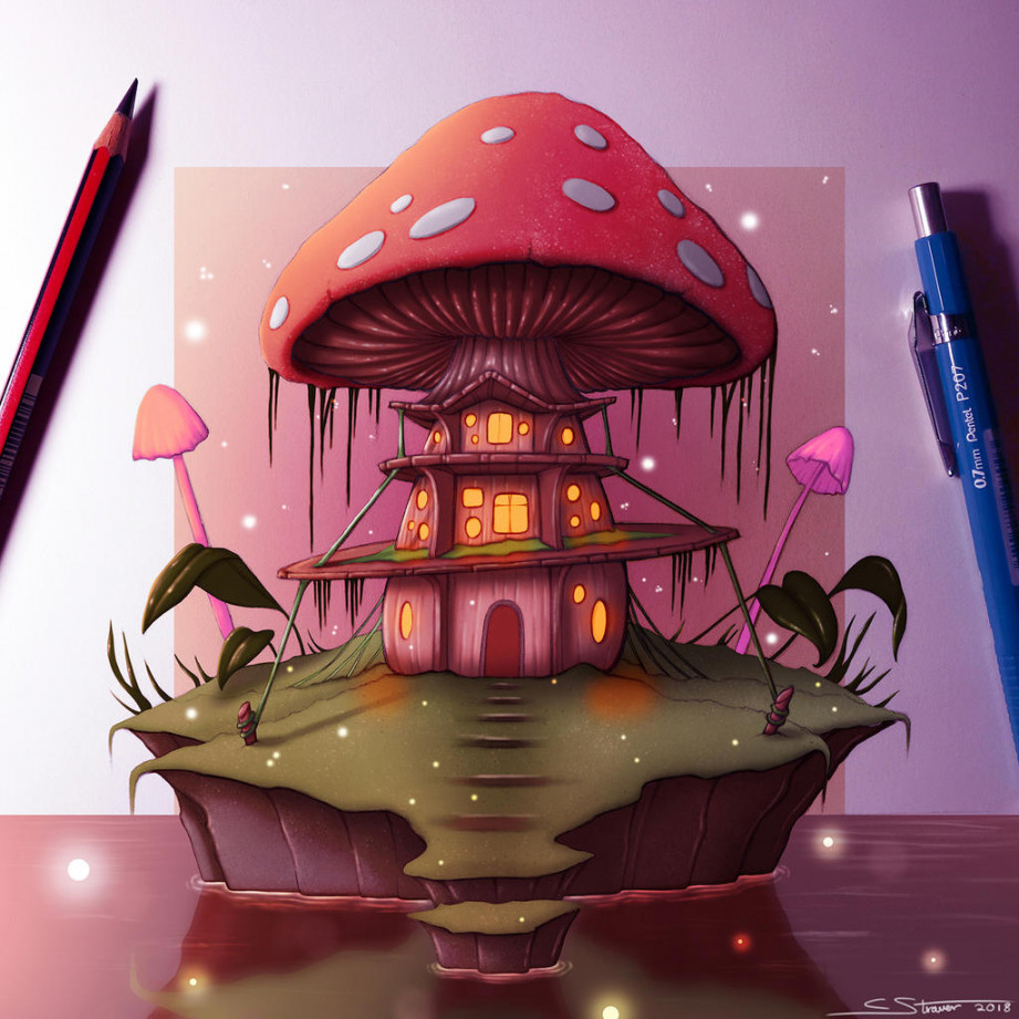 Mushroom House - Fantasy Painting by LethalChris on DeviantArt