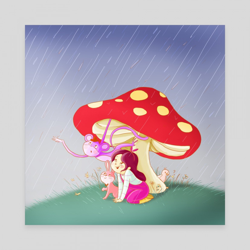 Mushroom Umbrella, an art canvas by Monique Dong