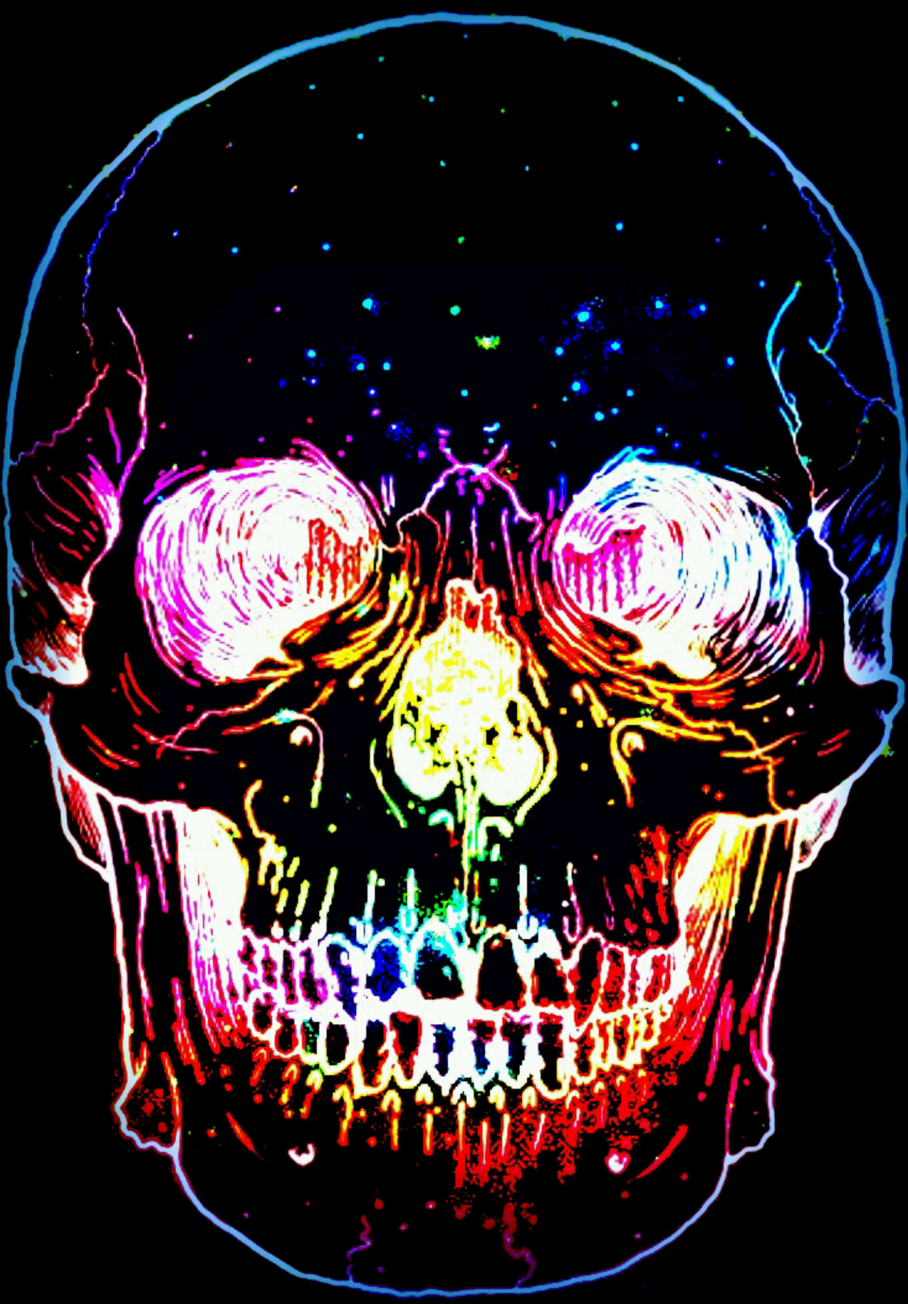 Neon Glow Skull Graphic Art  Drawings, Skull drawing, Art drawings