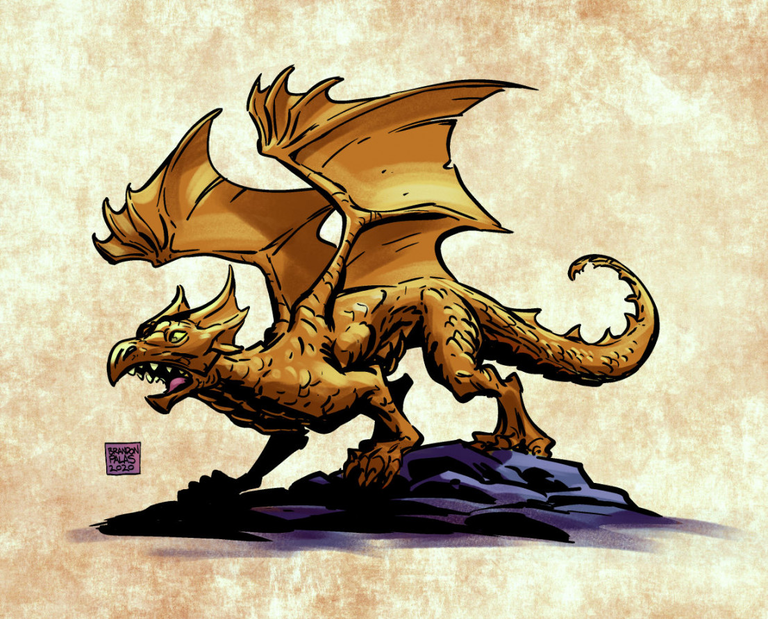 OC][Art]Drawing the Monster Manual #: Bronze Dragon Wyrmling : r/DnD