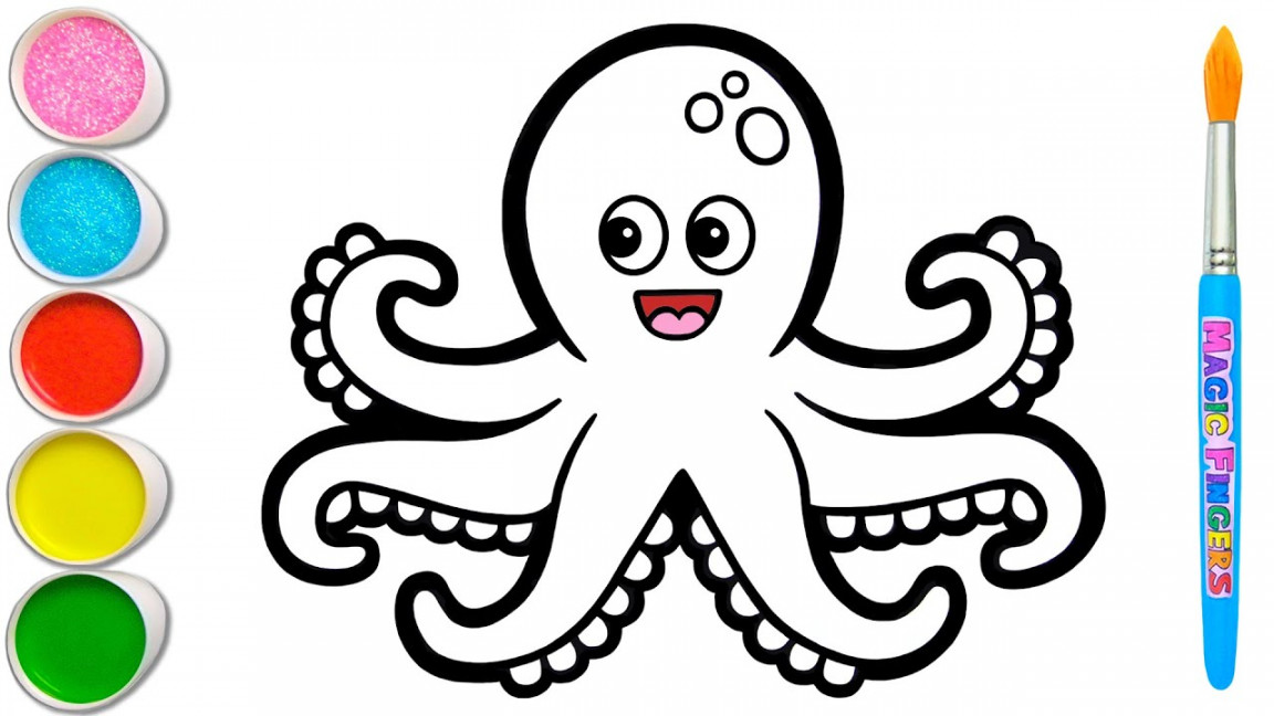 Octopus Drawing, Painting, Coloring for Kids & Toddlers  Let