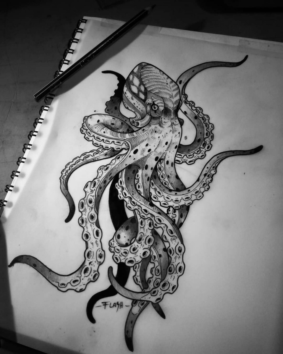 octopus #octopustattoo #sirenoman #blackwork #tattoo  Octopus