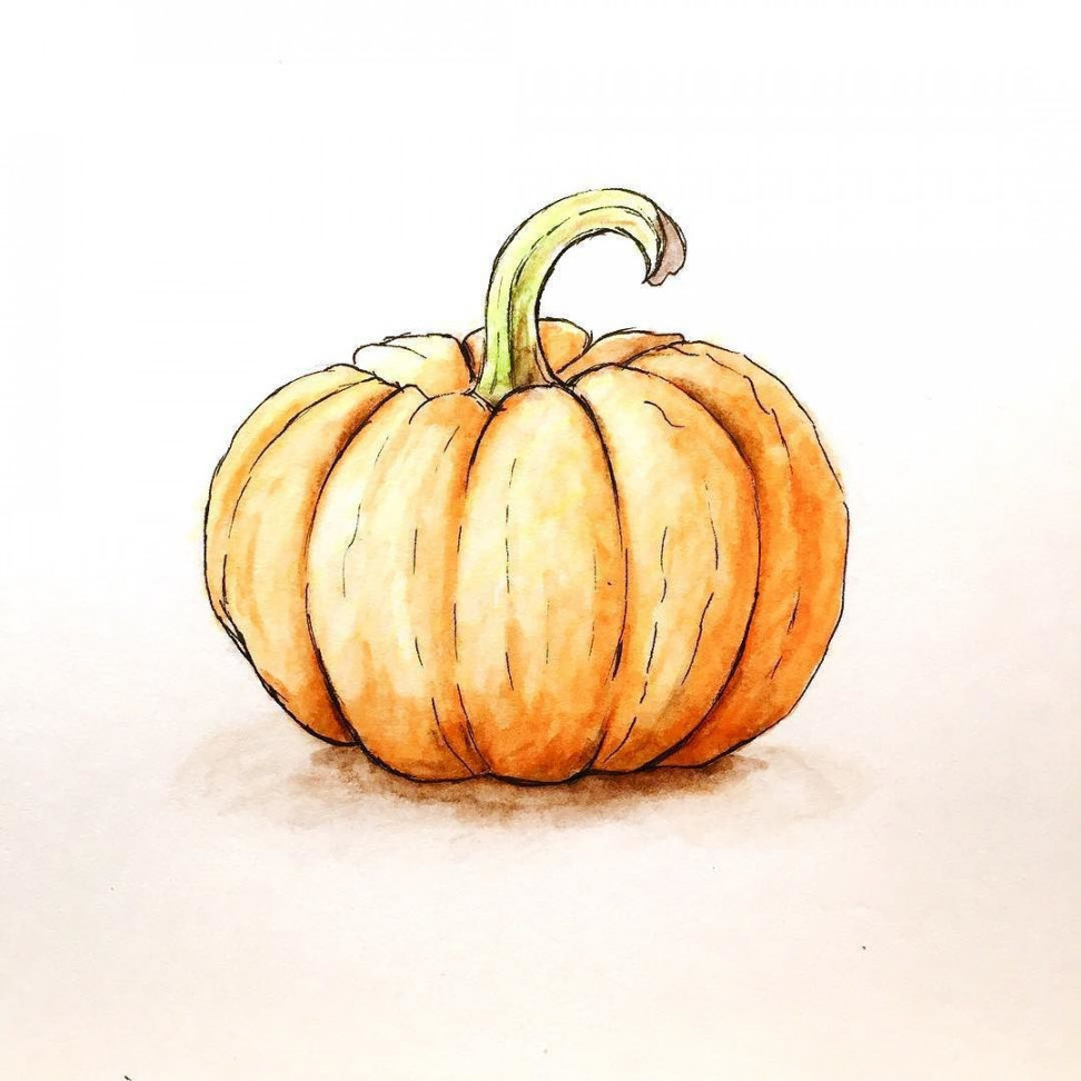 One more pumpkin today #pumpkin #watercolor #watercolorpencils