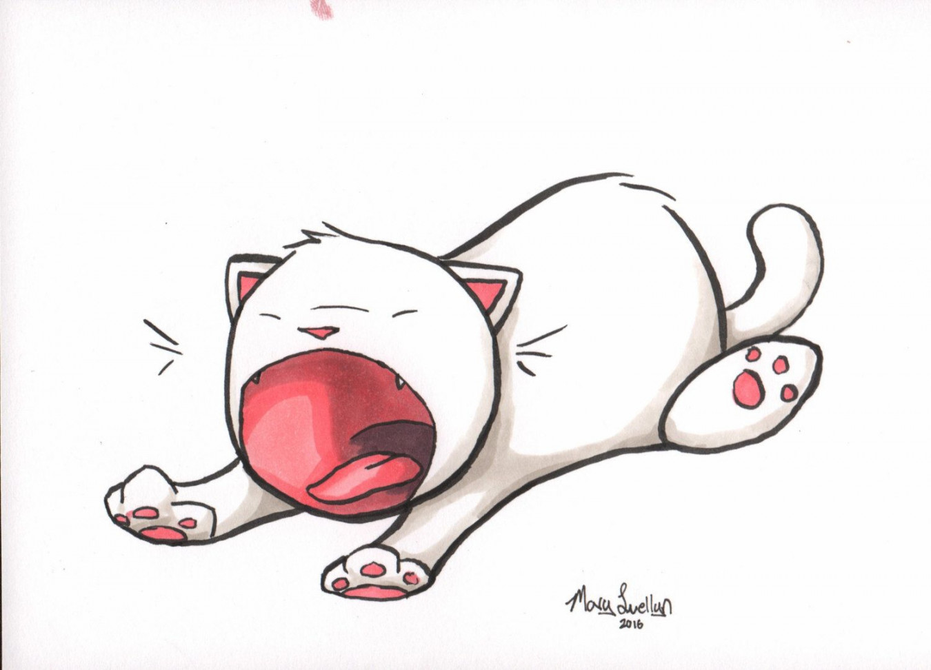 ORIGINAL ART Yawning Cat Copic Marker Art Sketch x Kitty  Etsy