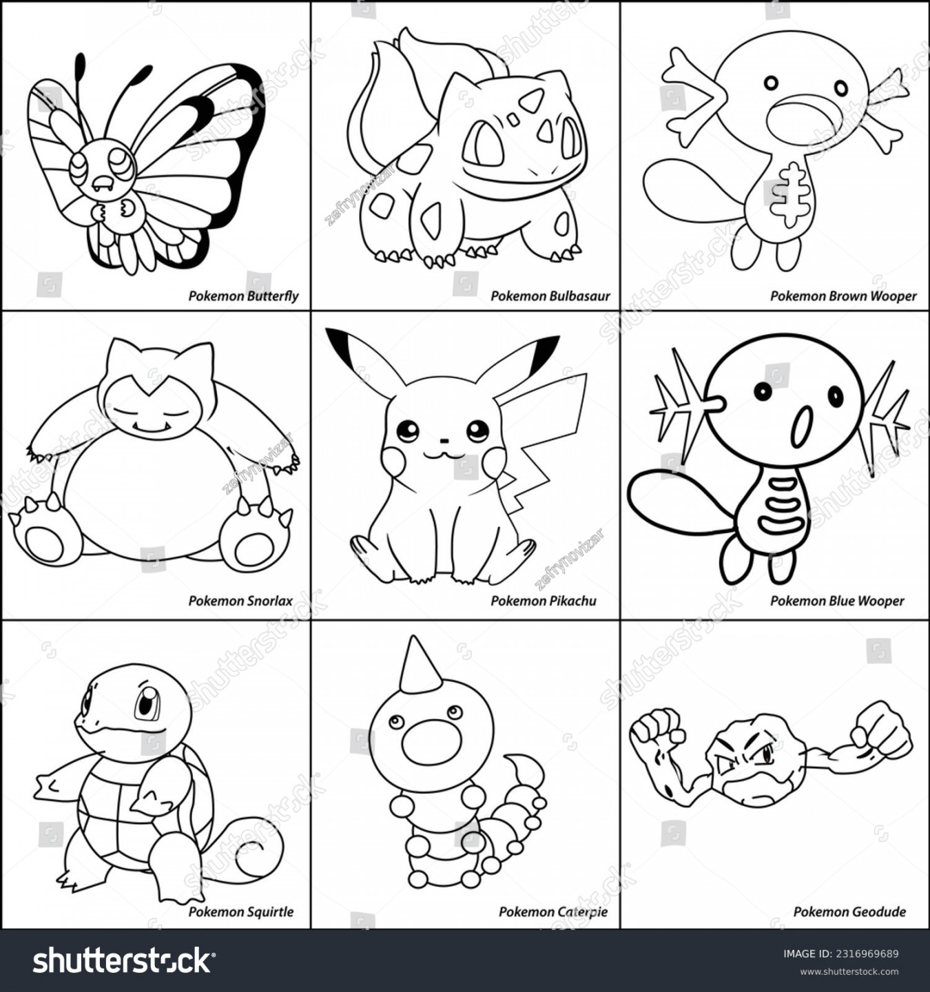 Outline  Pokemon Drawing Children Made Stock Vector (Royalty Free