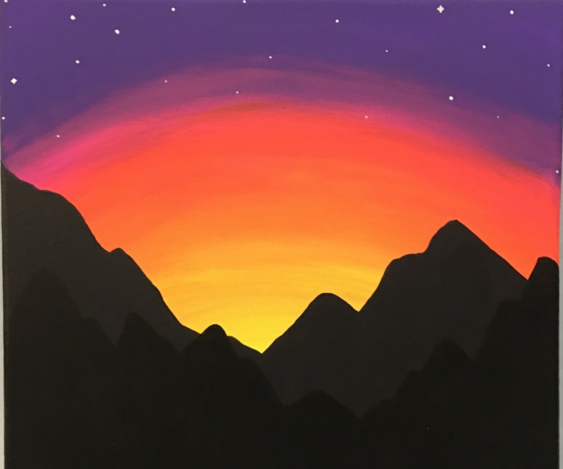 Paint a Mountain Sunset (for Beginners)  Sunset canvas painting