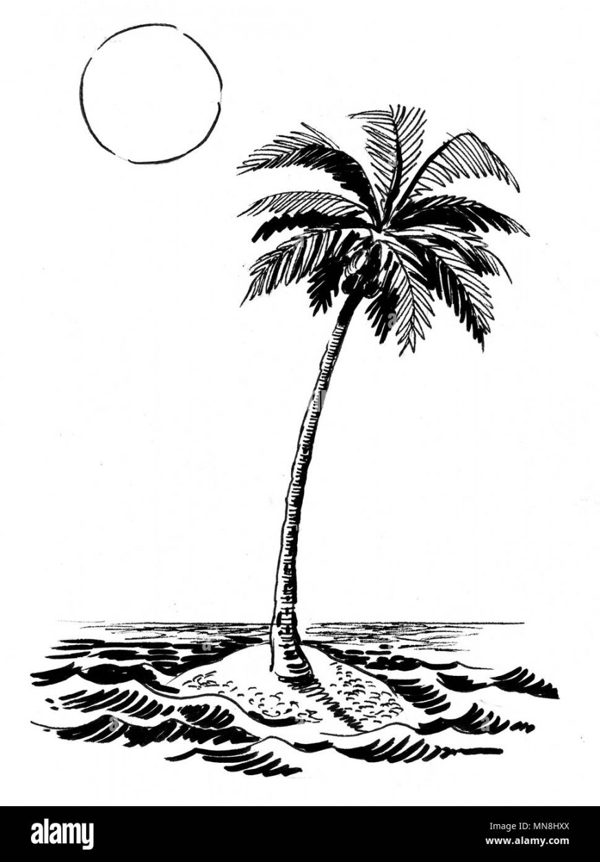 Palm tree on a deserted island