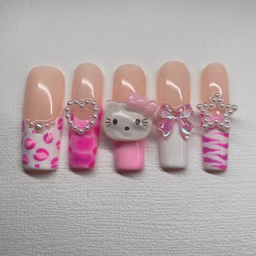 Pcs Hello Kitty Nails Hello Kitty Press on Nails Zebra Nails