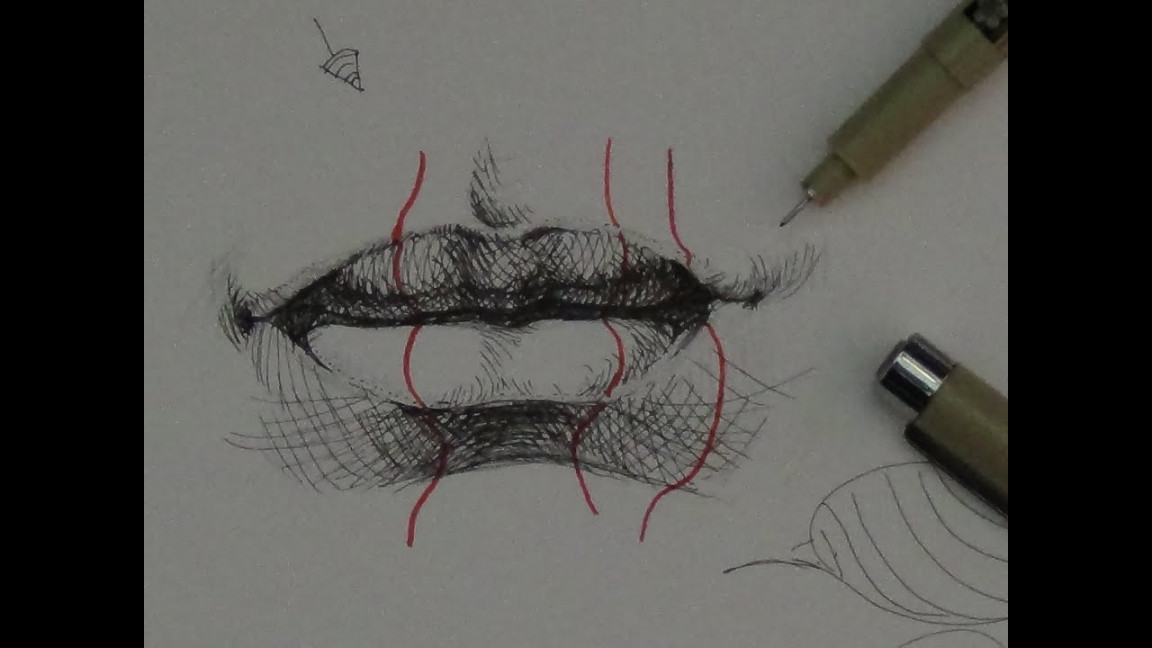 Pen & Ink Drawing Tutorials  How to draw realistic lips