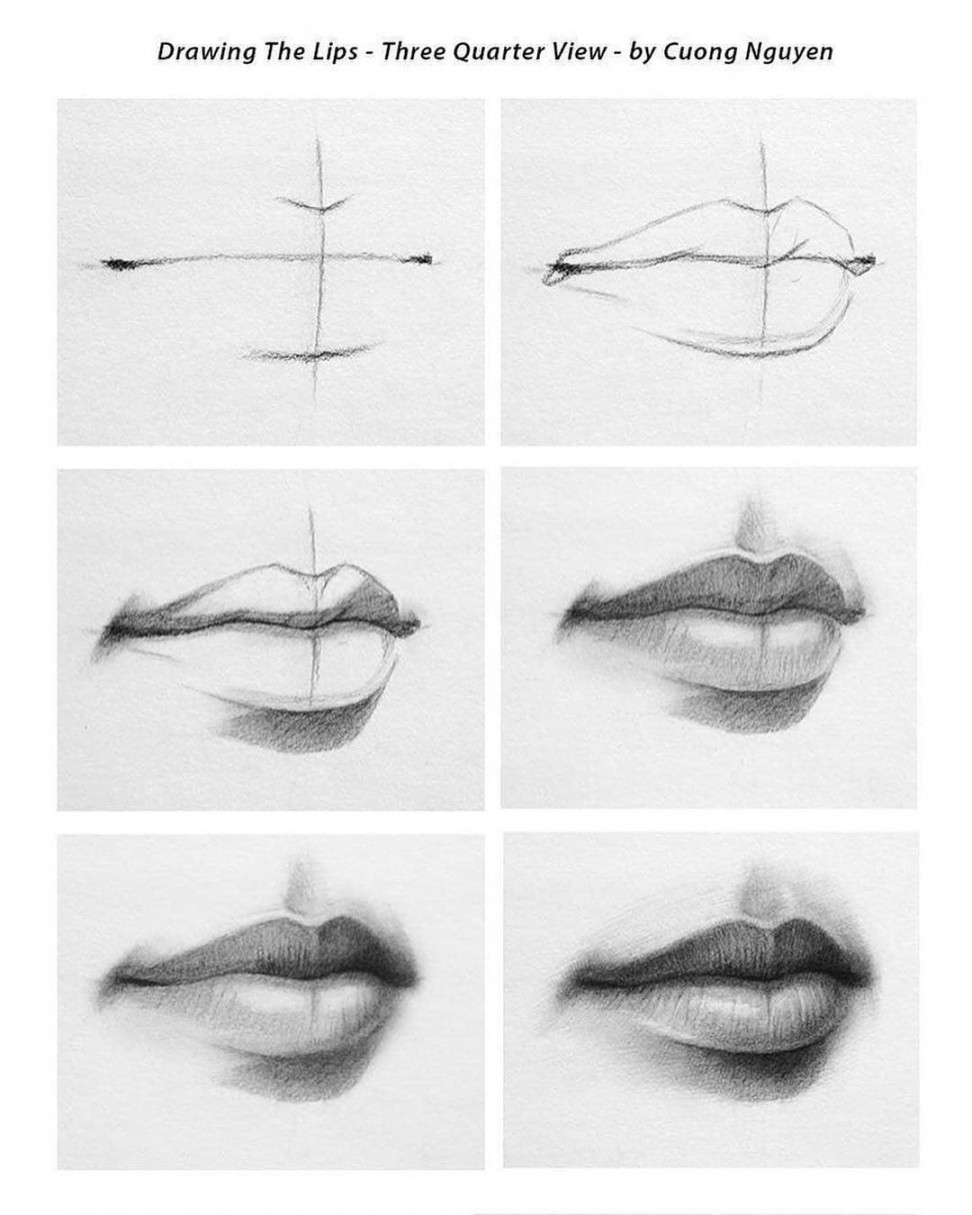 pencil arts group 😍 on Instagram: “Drawing Lips 👄 - Three