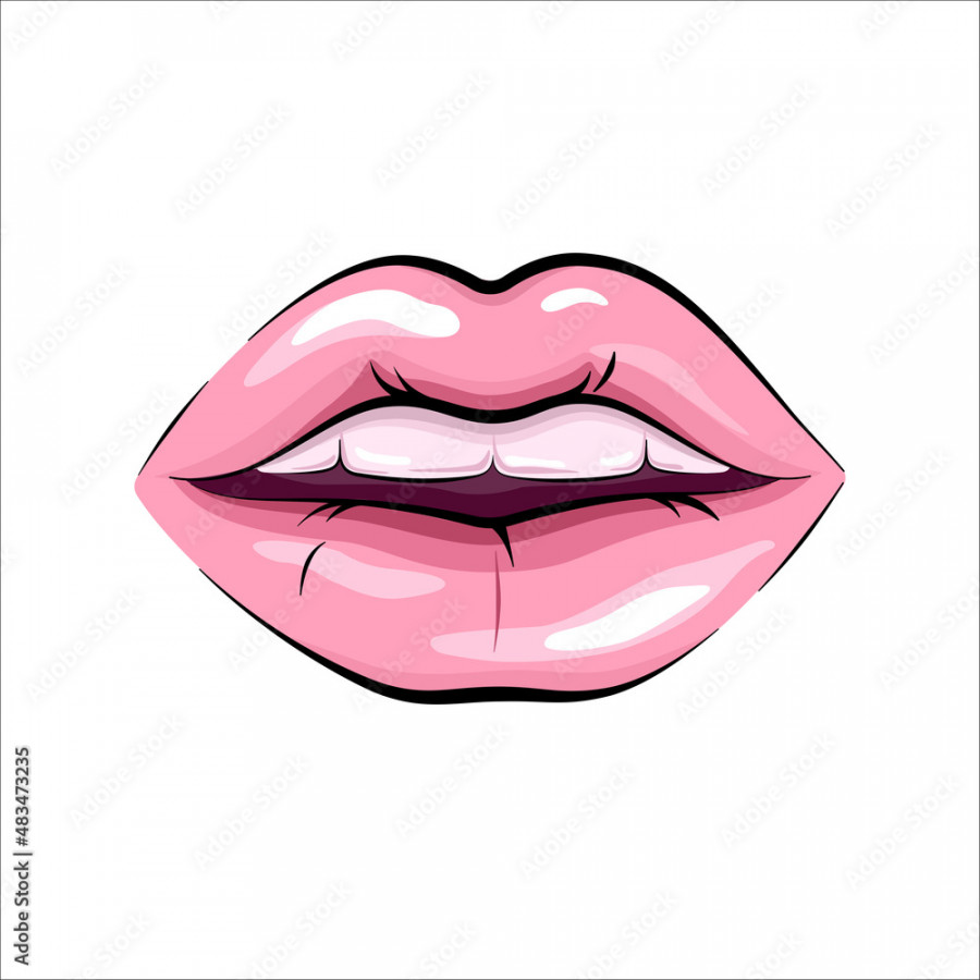 Pink woman lips, open mouth, vector drawing Stock-Vektorgrafik