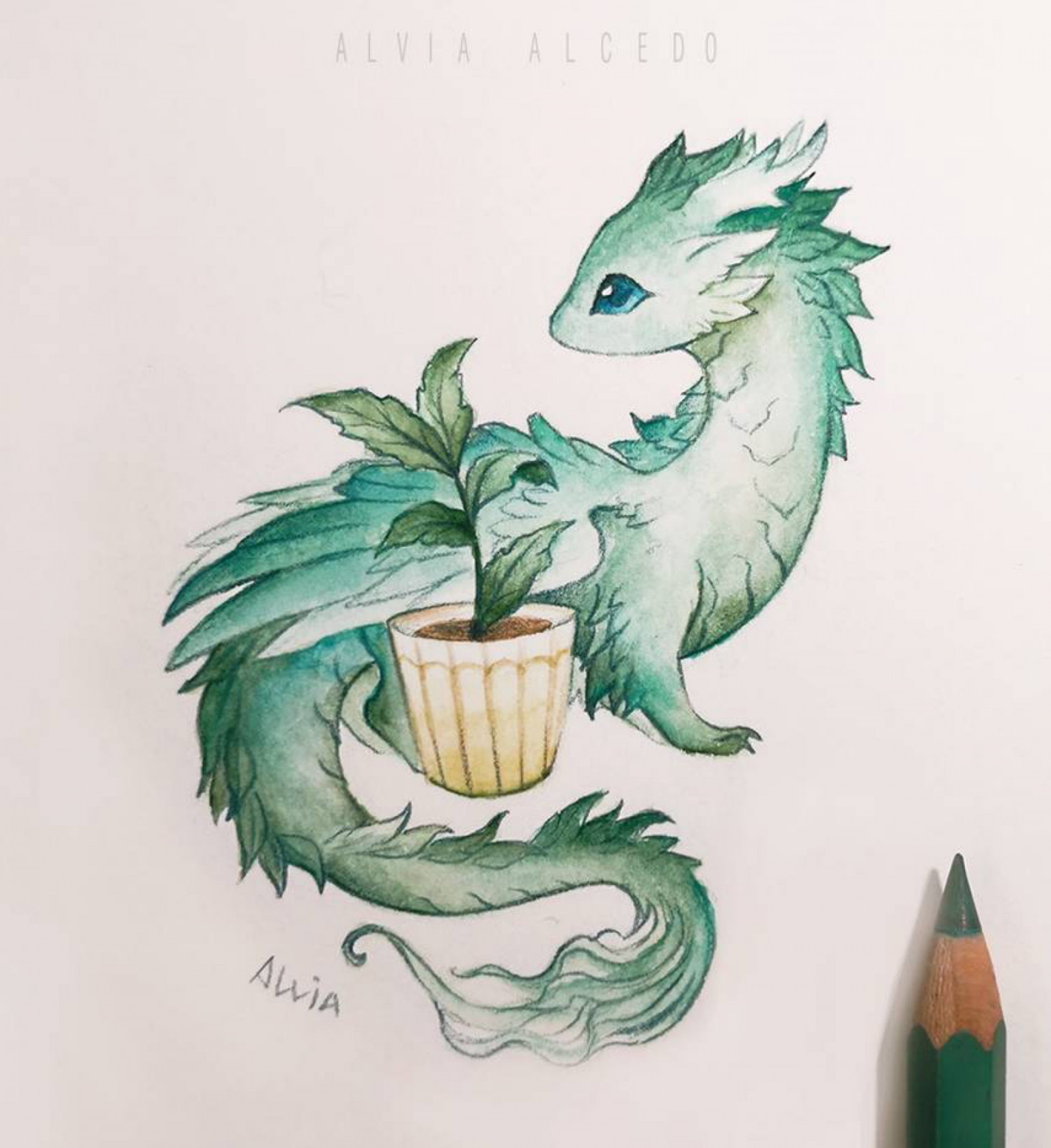 Plant dragon by AlviaAlcedo on DeviantArt  Cute dragon drawing