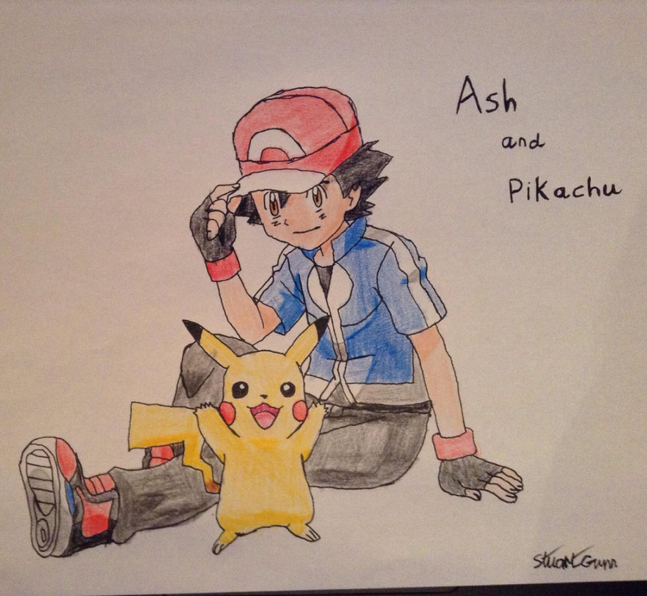 Pokemon XY: Ash and Pikachu (Pencil Drawing) by StuAnimeArt on