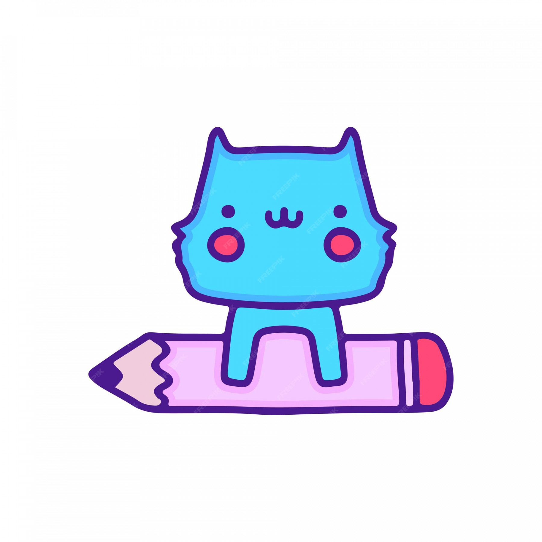 Premium Vector  Chubby cat and pencil illustration, with soft pop