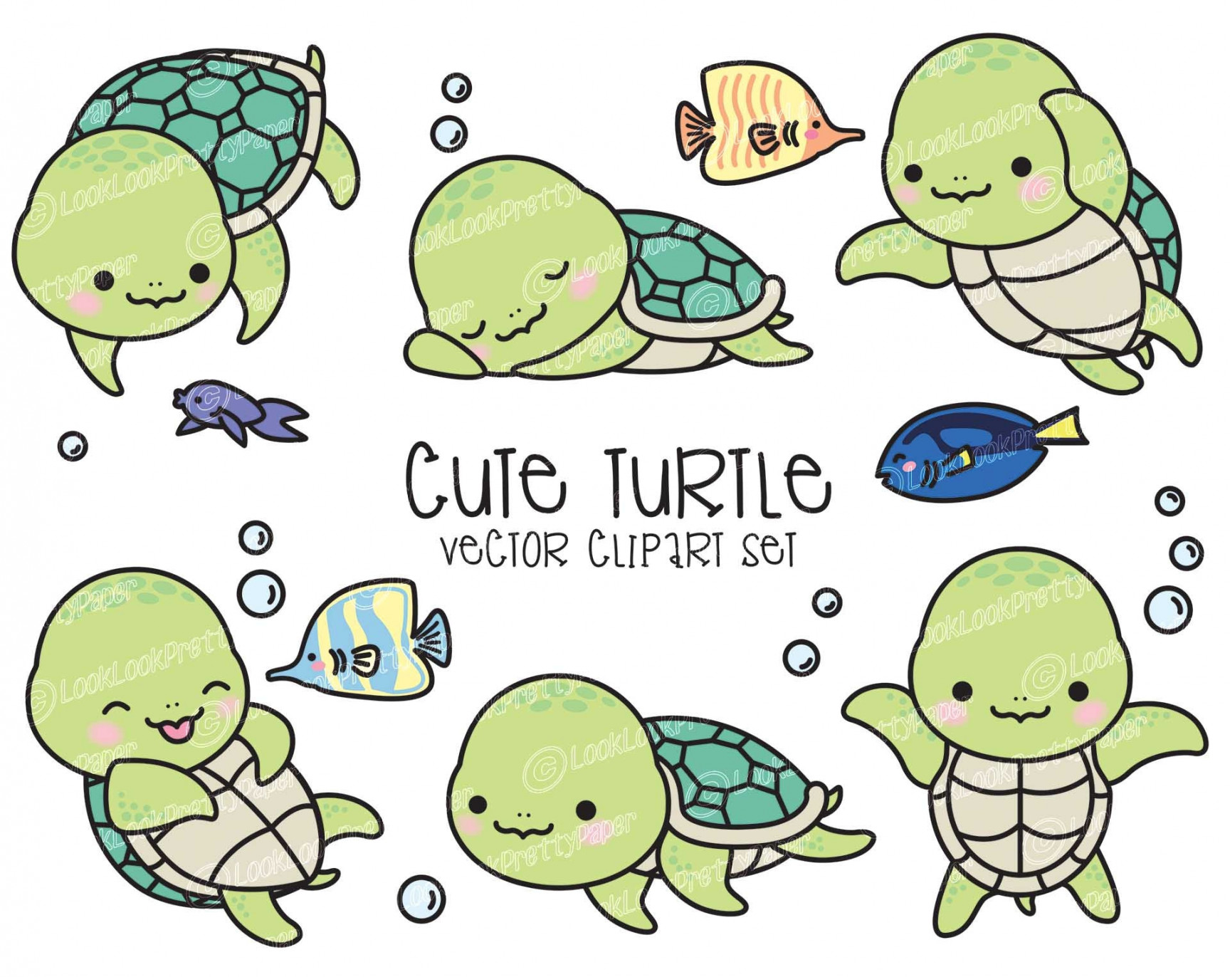 Premium Vector Clipart - Kawaii Turtle - Cute Turtle Clipart Set - Sea  Turtle - High Quality Vectors - Instant Download - Kawaii Clipart