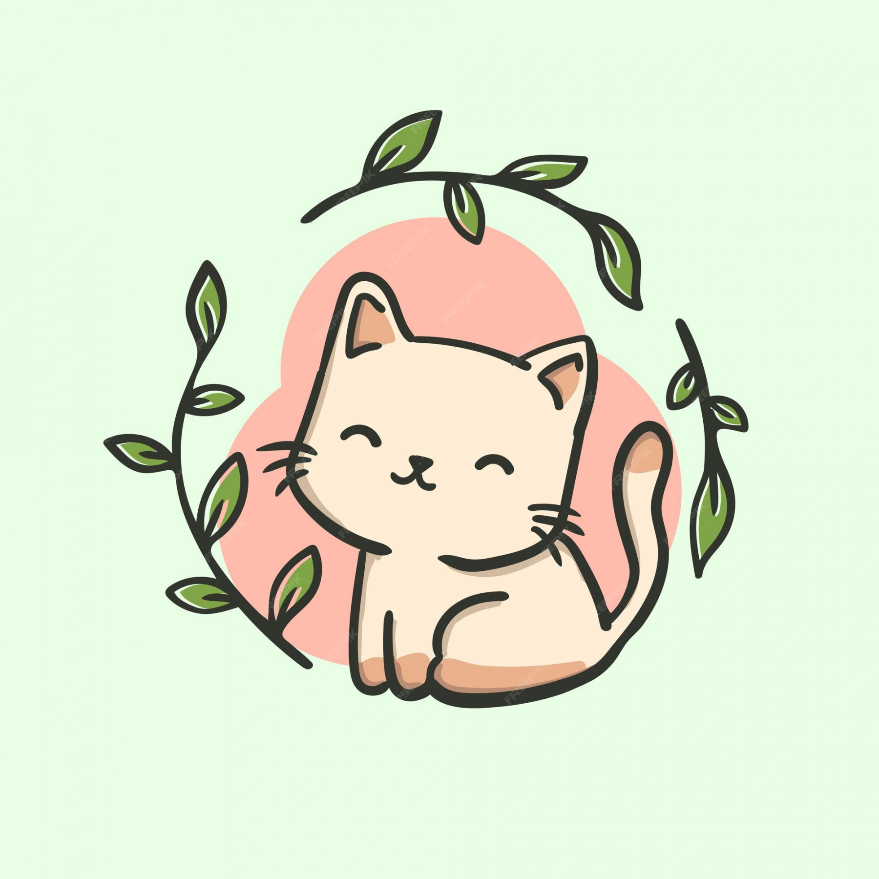 Premium Vector  Cute cat cartoon with flower illustration design