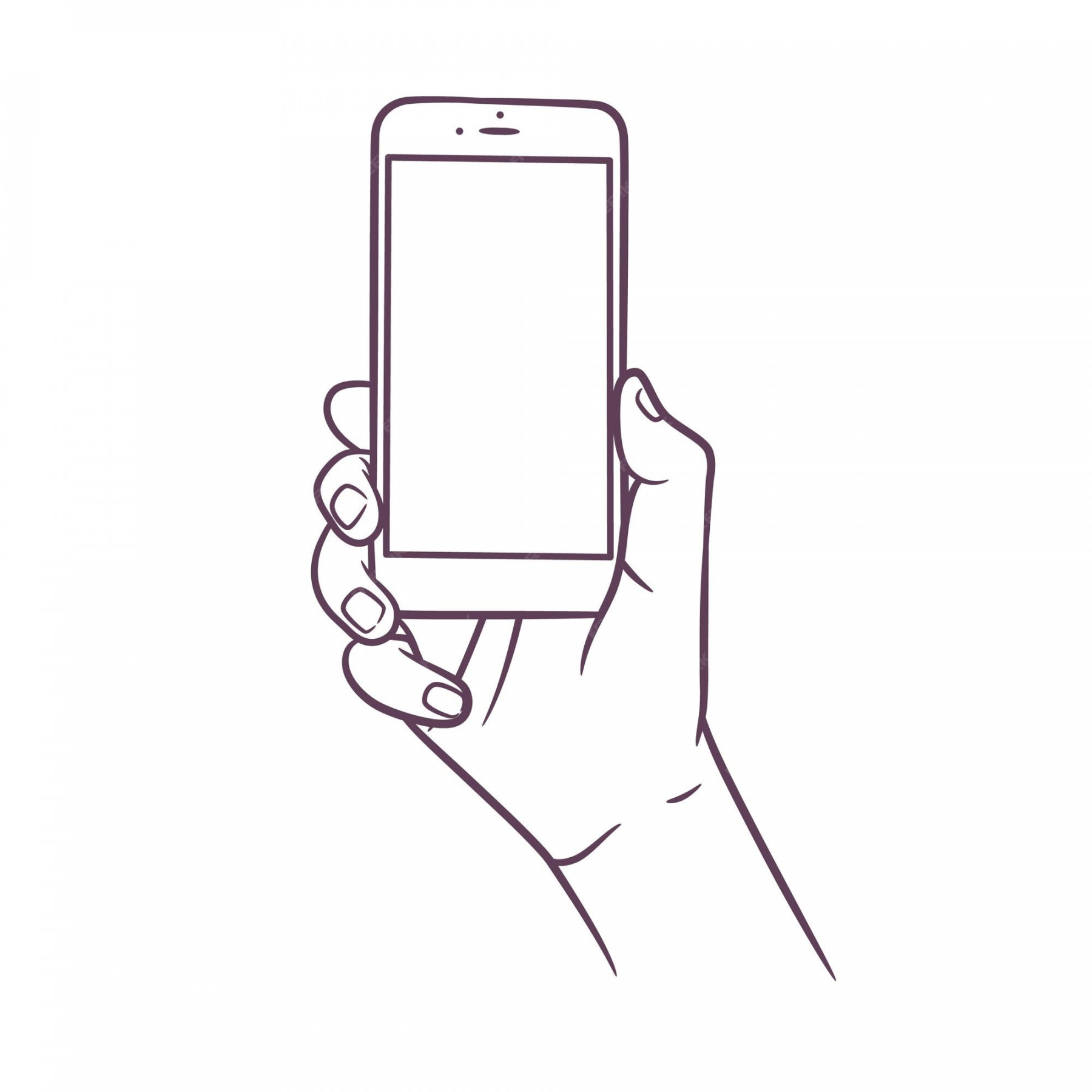 Premium Vector  Line art drawing of hand holding smart phone