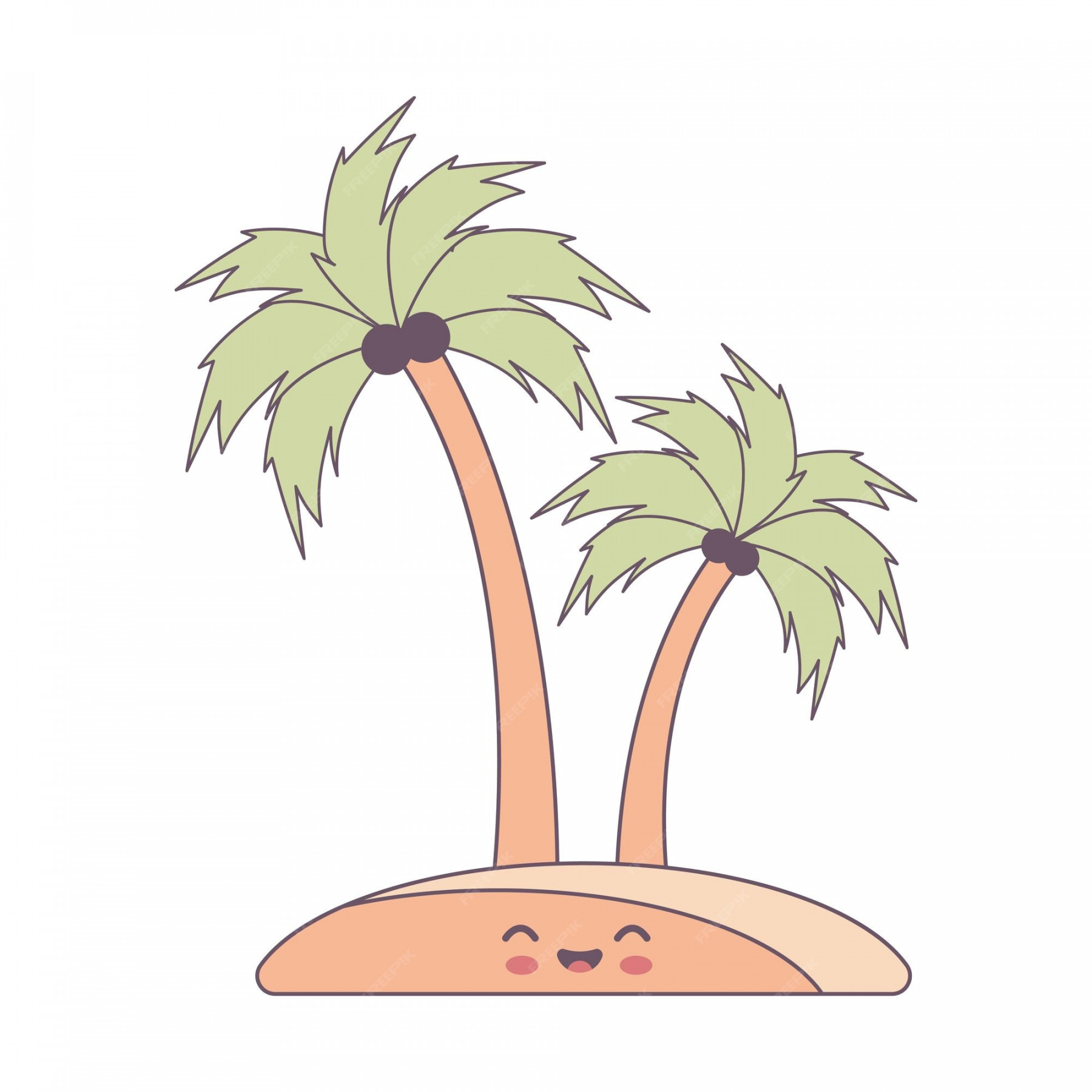 Premium Vector  Palm tree in style kawaii flat cartoon colorful