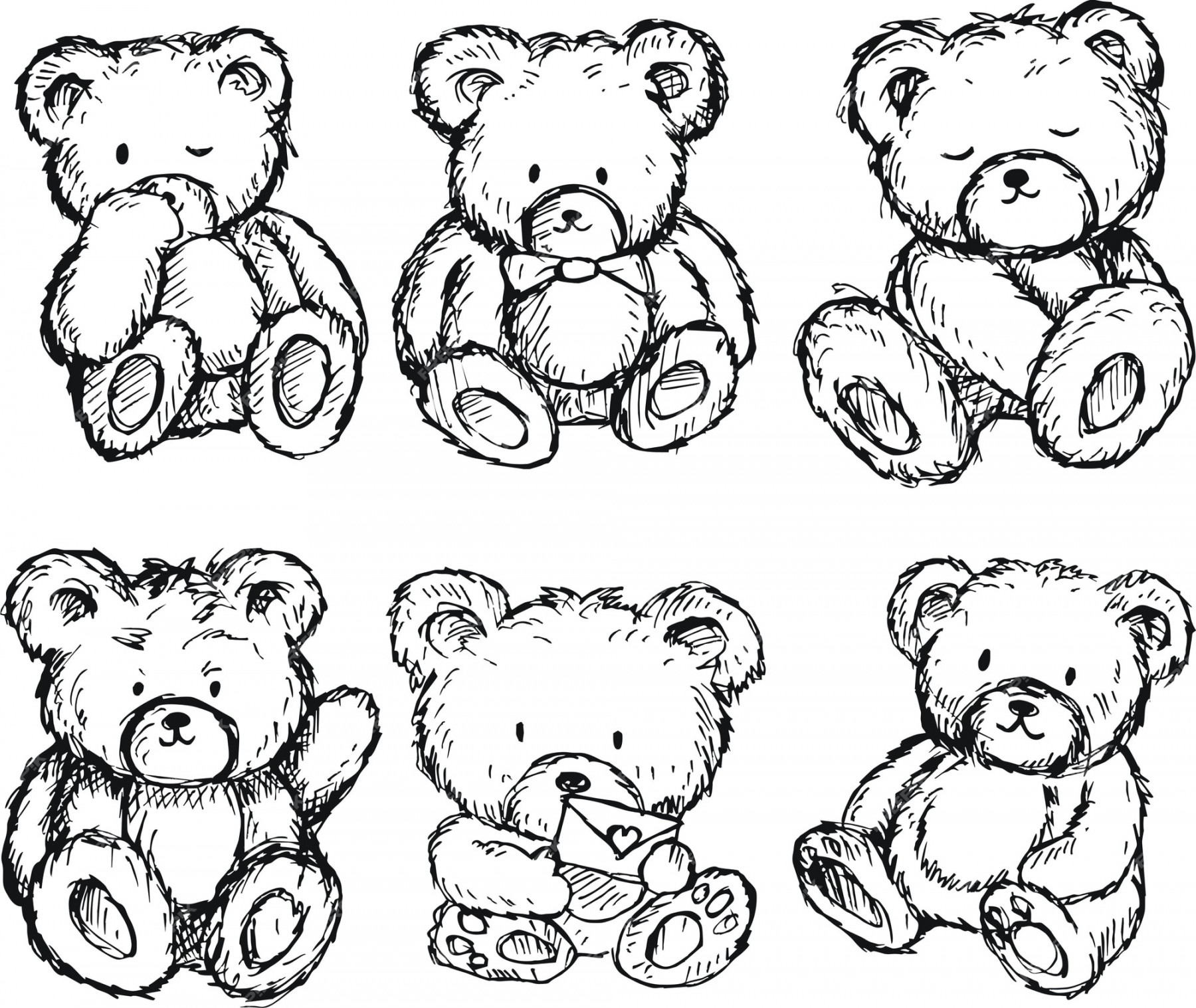 Premium Vector  Set of doodle bear on paper background