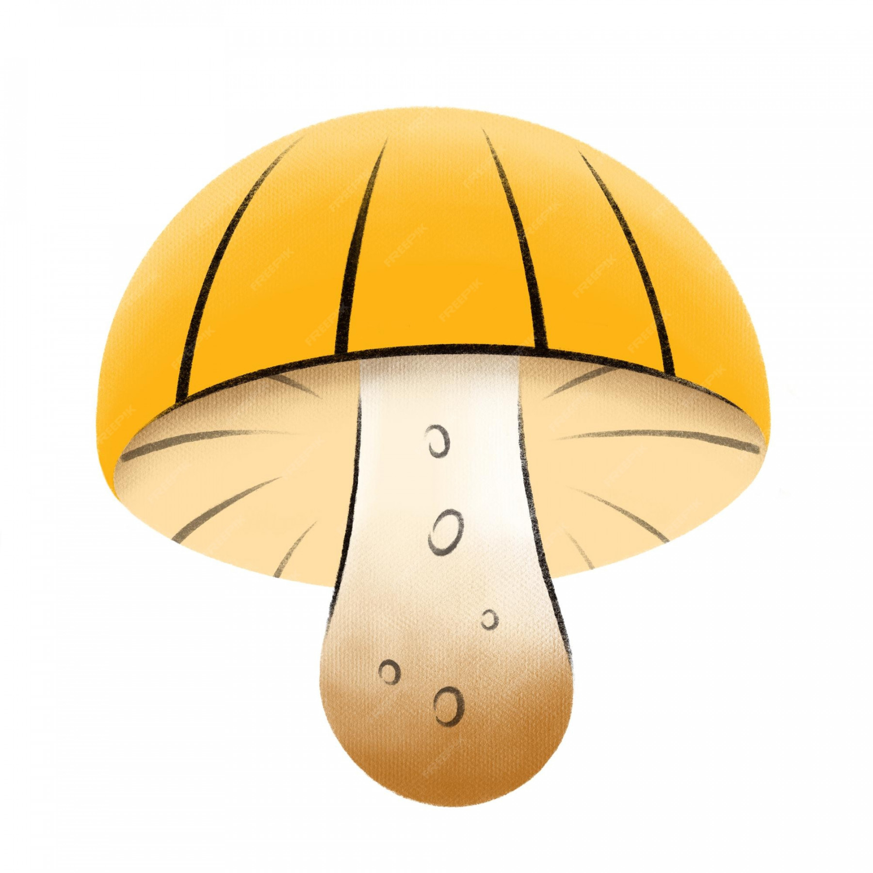 Premium Vector  Yellow stylized mushroom drawing by hand textured