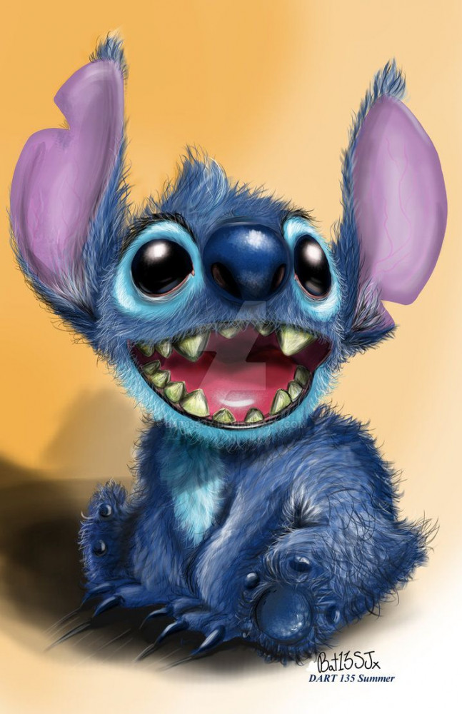 Realistic Stitch Summer Project   Stitch drawing, Love canvas
