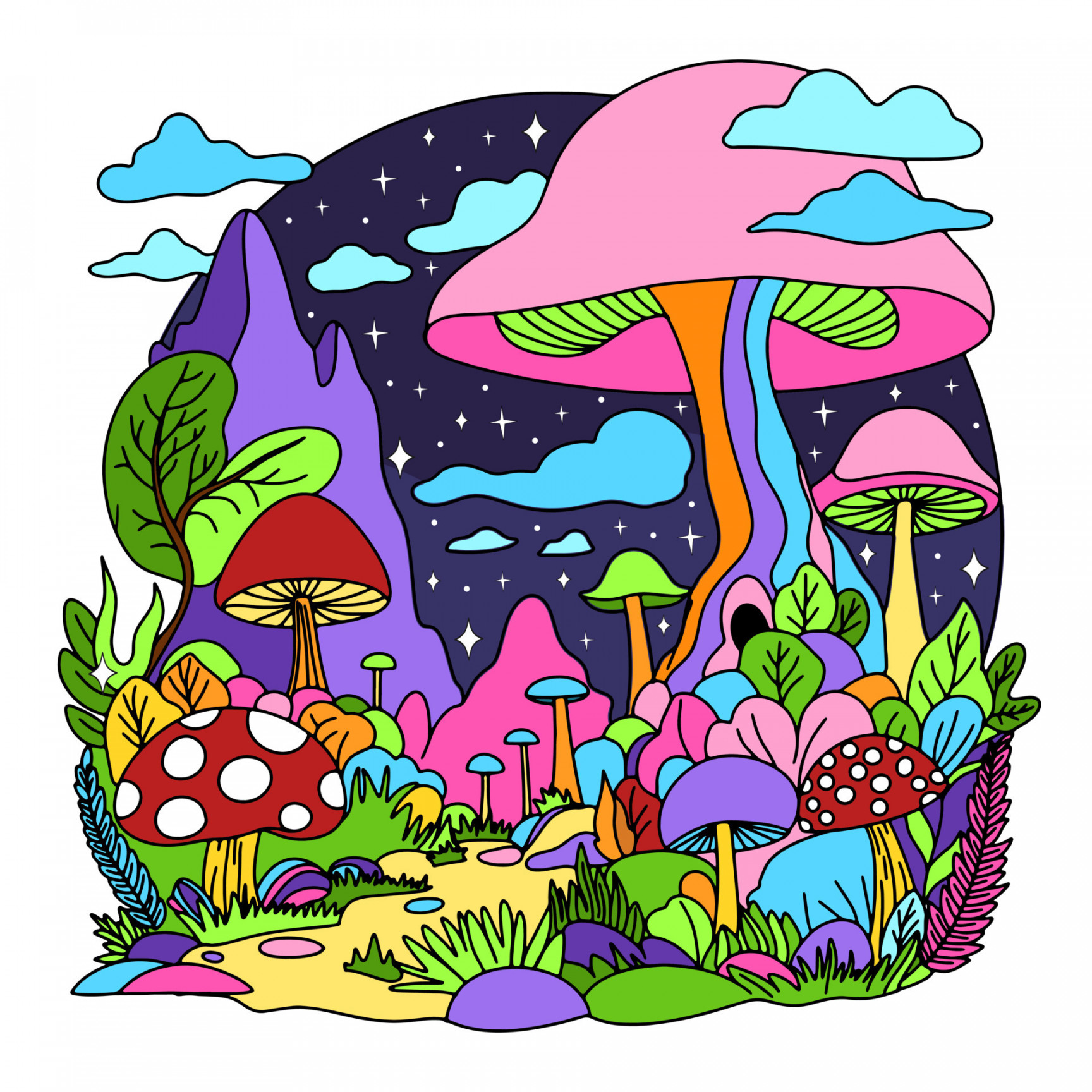 Retro psychedelic landscape