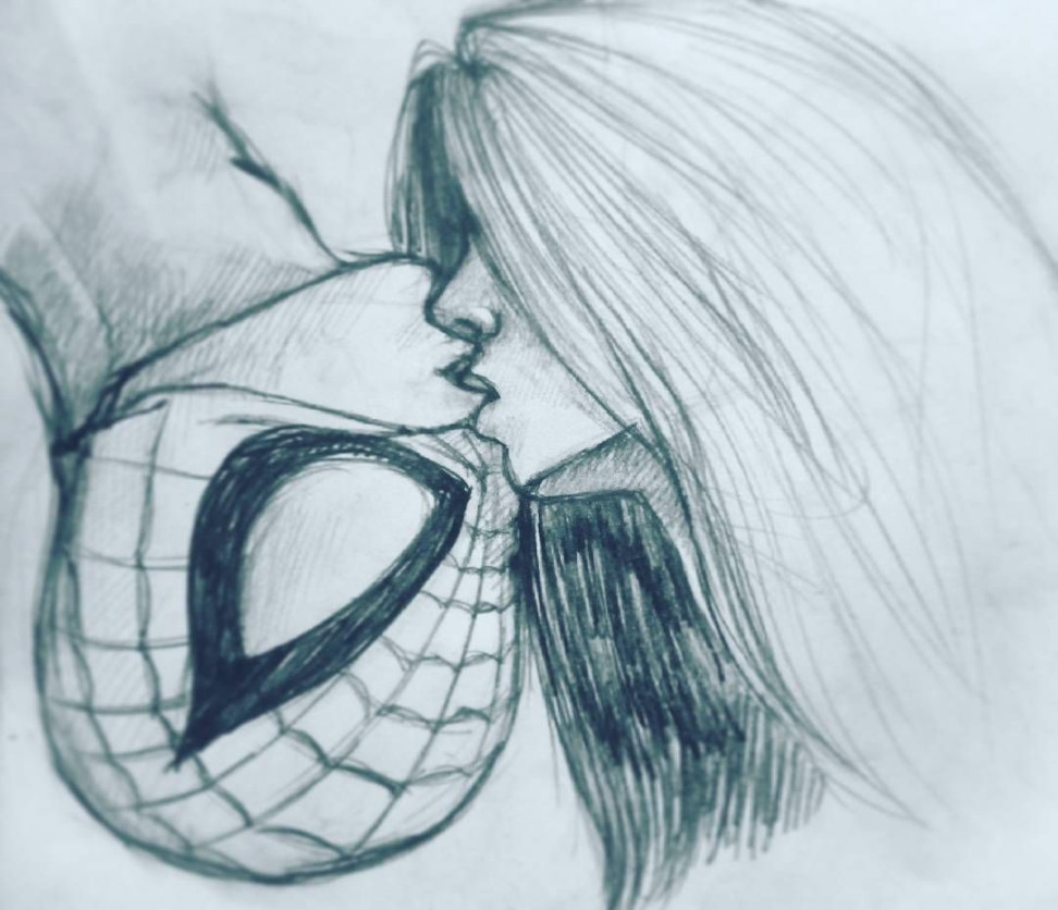 Romantic Spider-Man and Mary Jane Kiss