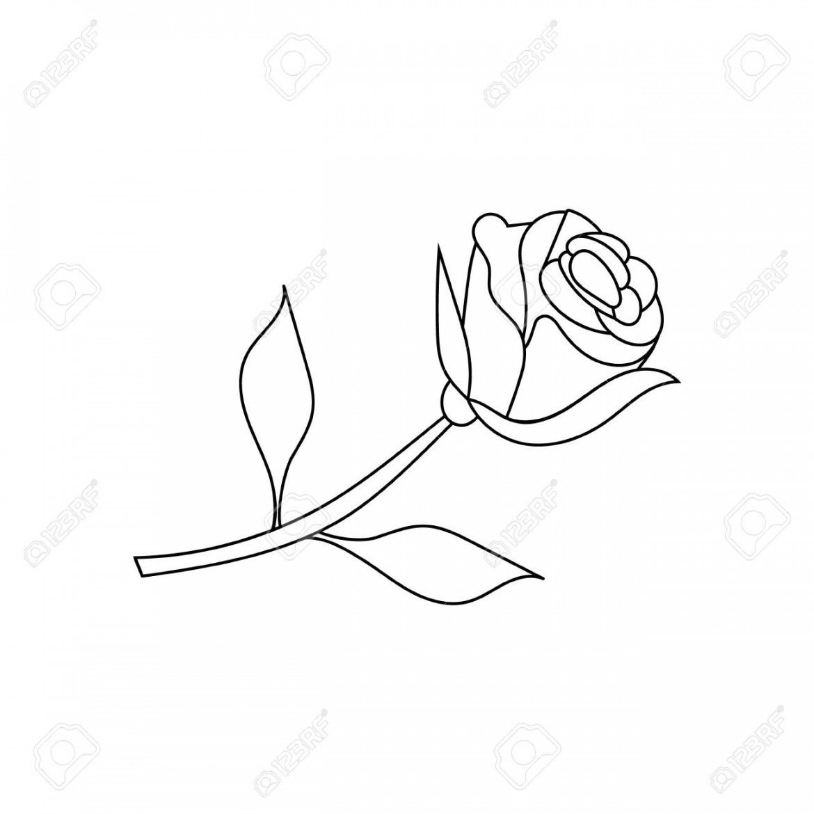 Rose Doodle Icon. Drawing By Hand. Line Art