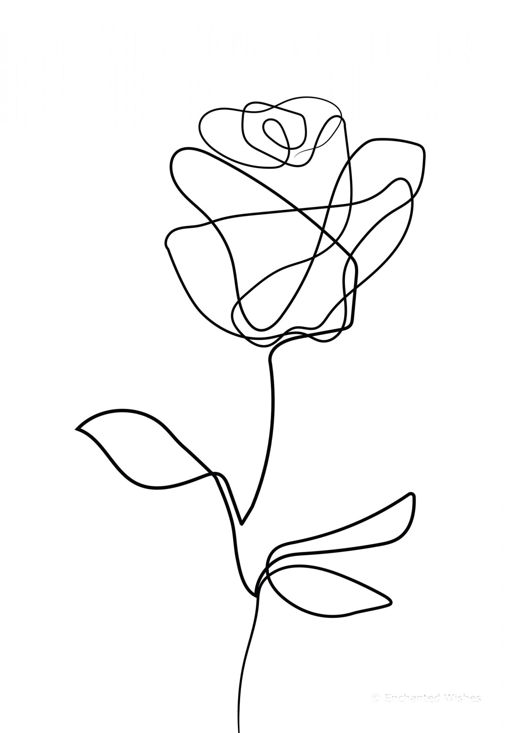 Rose Print, Rose Line Art, Line Drawing, One Line Rose, Floral