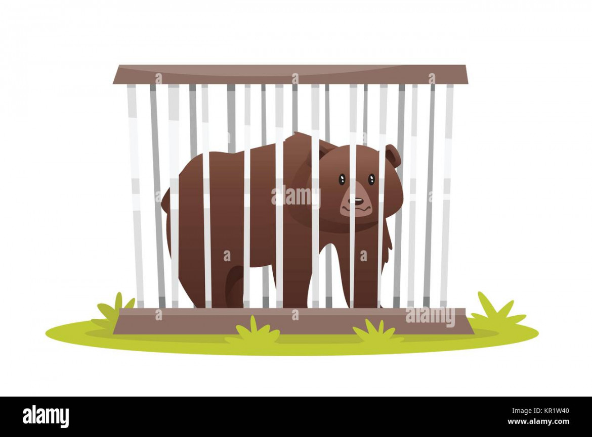 sad bear in zoo cage Stock Vector Image & Art - Alamy