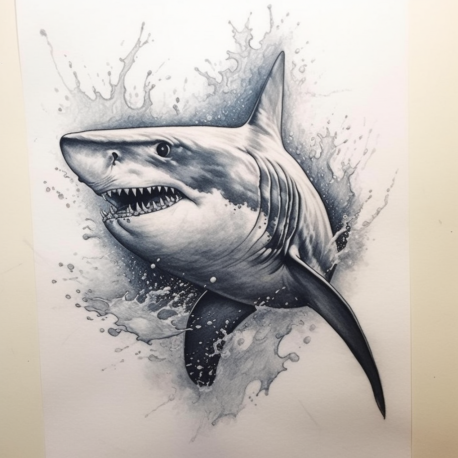Shark tattoo design  Shark drawing, Dark art tattoo, Shark art