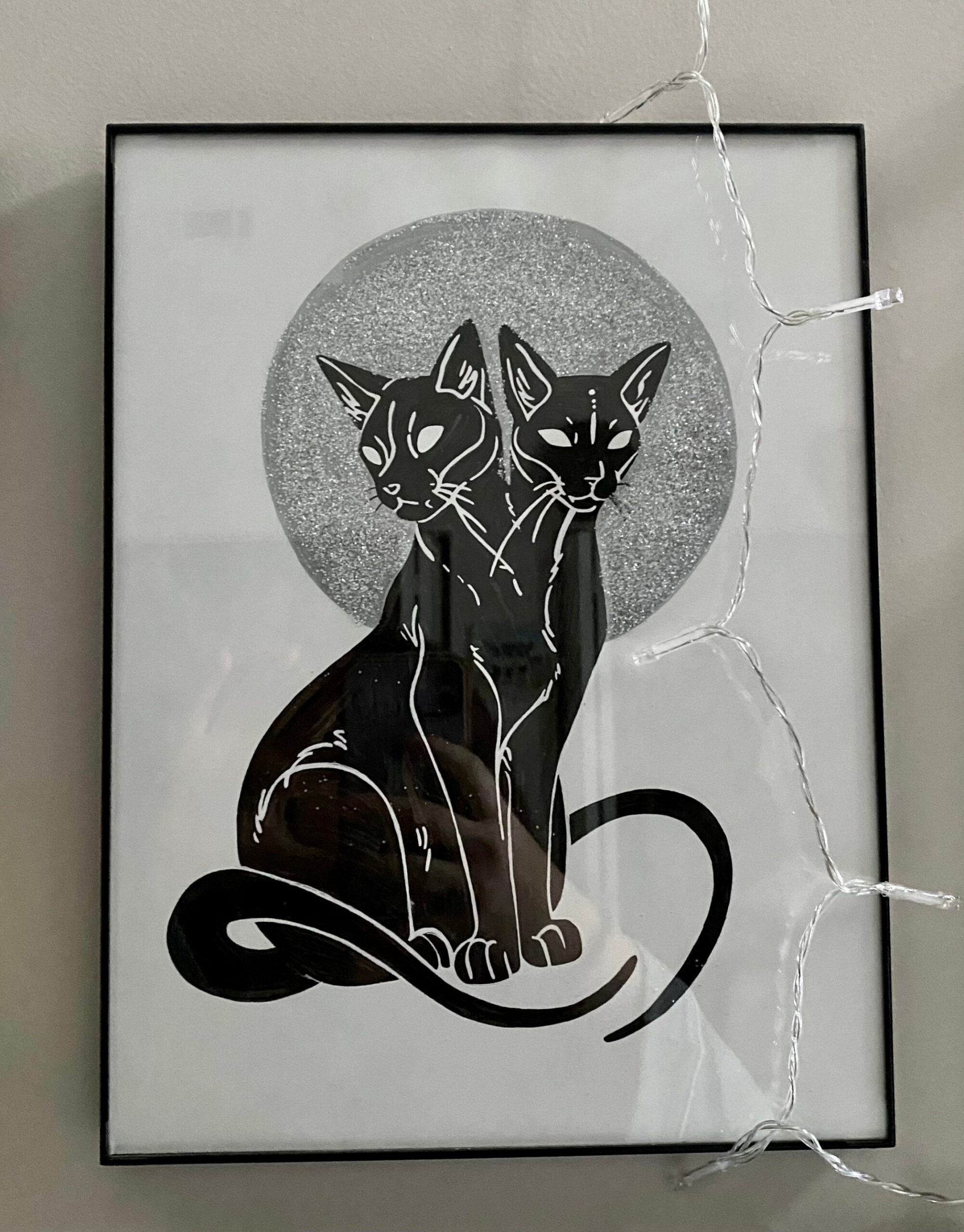 Siamese Black Cat Two Headed Cat Hand Drawn Art Piece - Etsy New