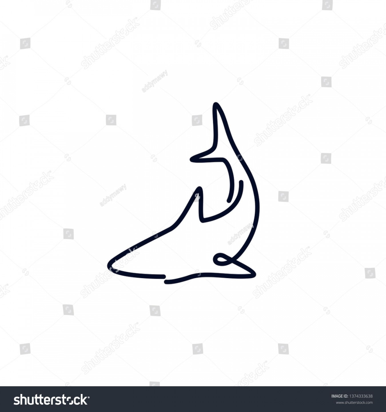 simple minimalist line art, monoline, outline shark logo design