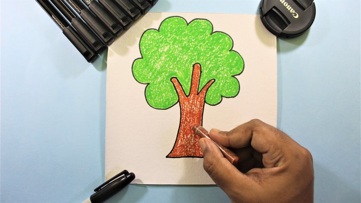 Simple Tree Drawing - Draw for Kids  Sunday Art Class (Tree Series)