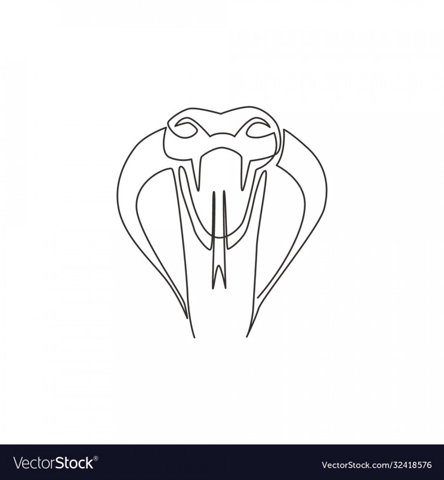 Single continuous line drawing venomous snake Vector Image