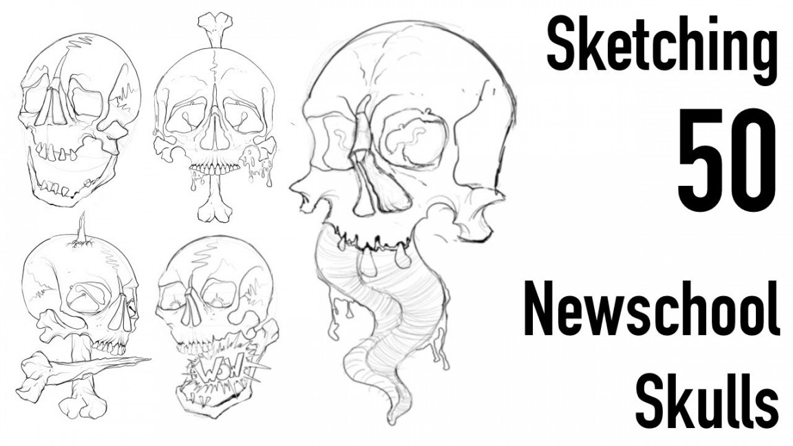 Sketching  Newschool Skulls [TIMELAPSE]