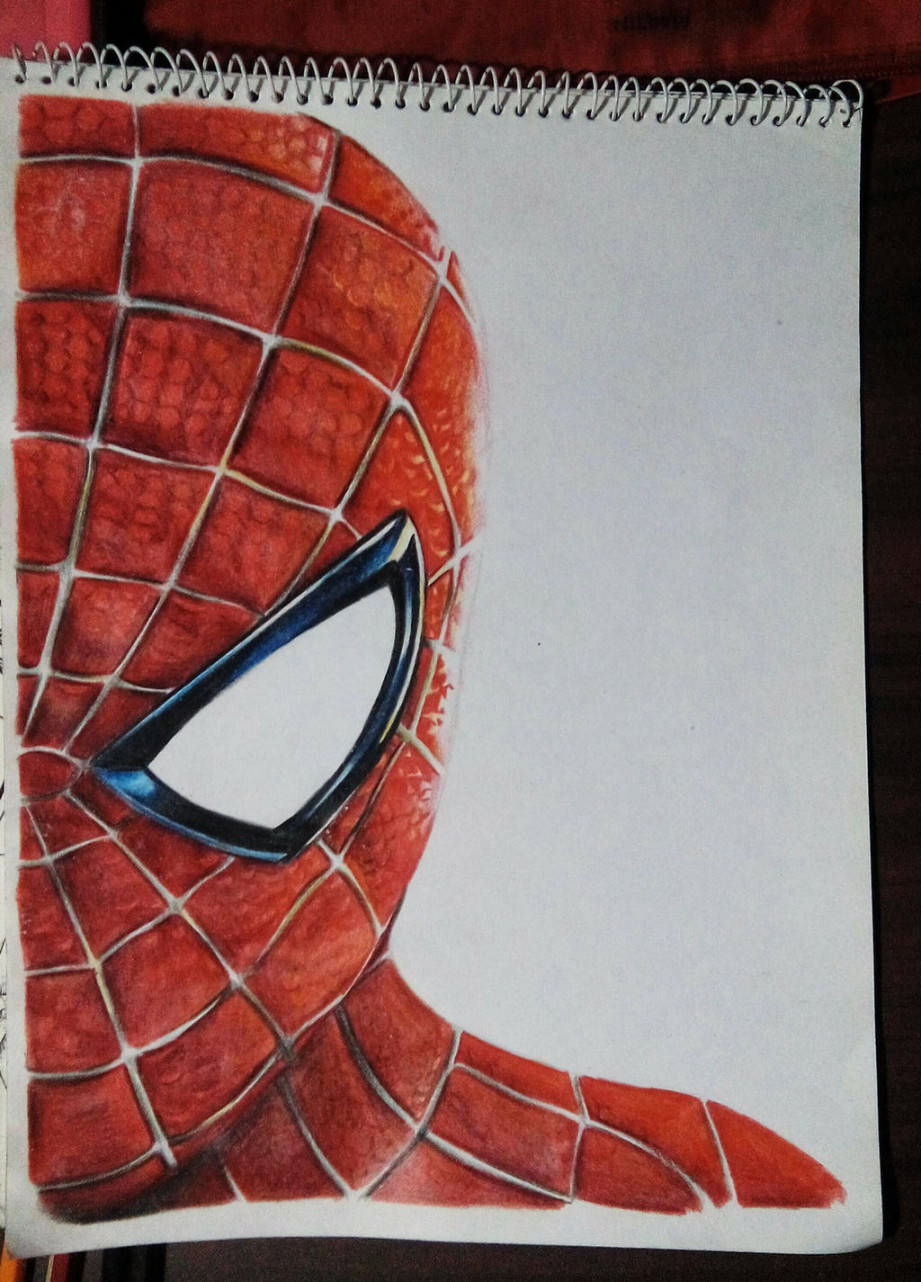 Spider-Man half face - D drawing by JoshParker on DeviantArt