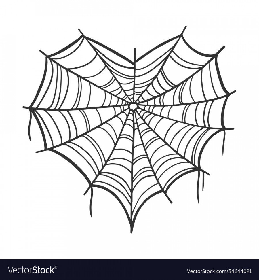 Spider web heart symbol sketch Royalty Free Vector Image