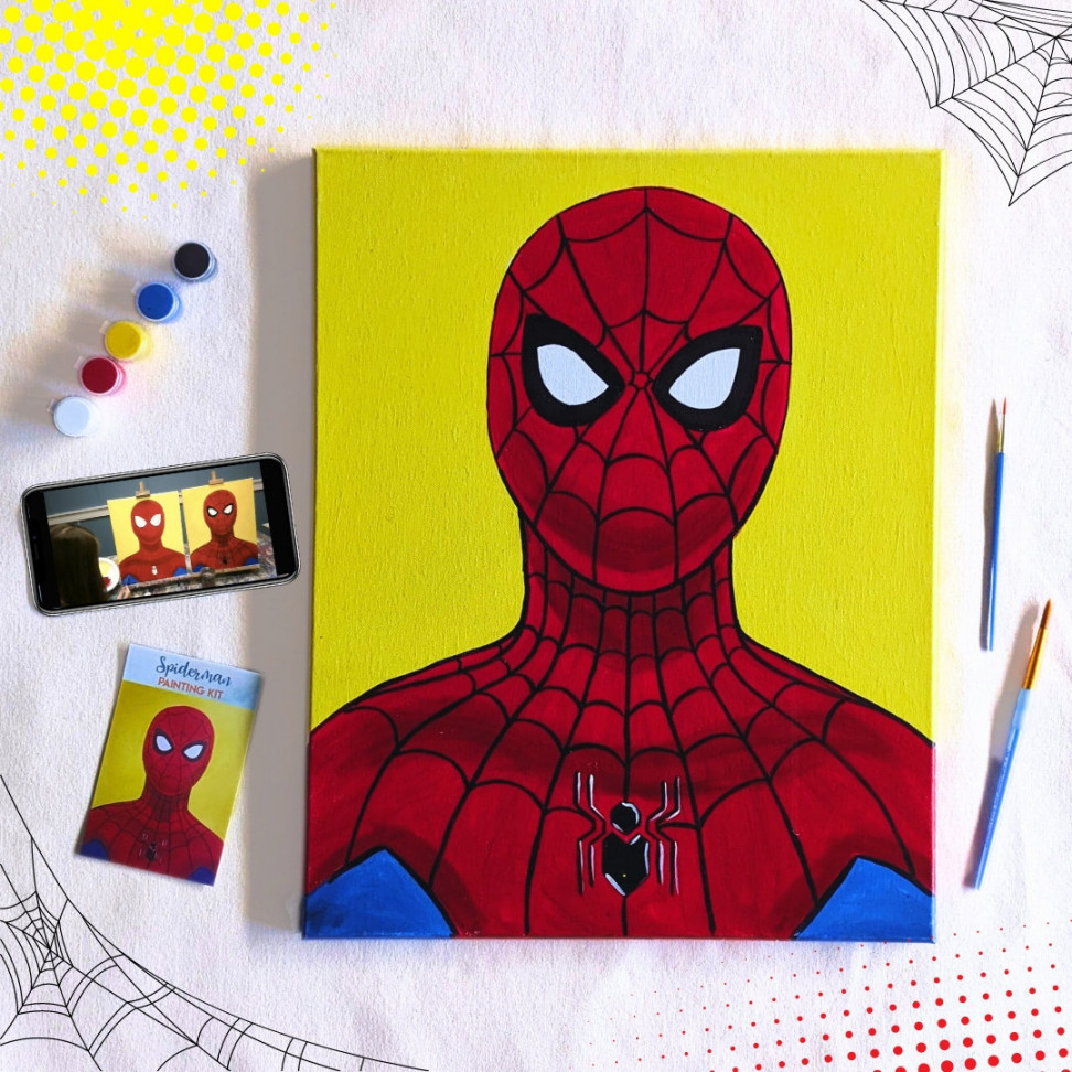 Spiderman Canvas Painting Kit Video Tutorial, FREE Palettes & Aprons with  Orders of , Painting Party Kit, DIY Paint Kit - Etsy
