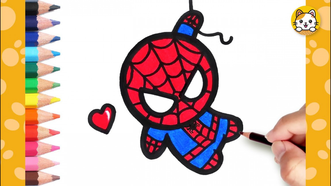 Spiderman Drawing Easy  How to Draw Cartoon Spiderman  Easy Step by Step  Tutorial For Kids